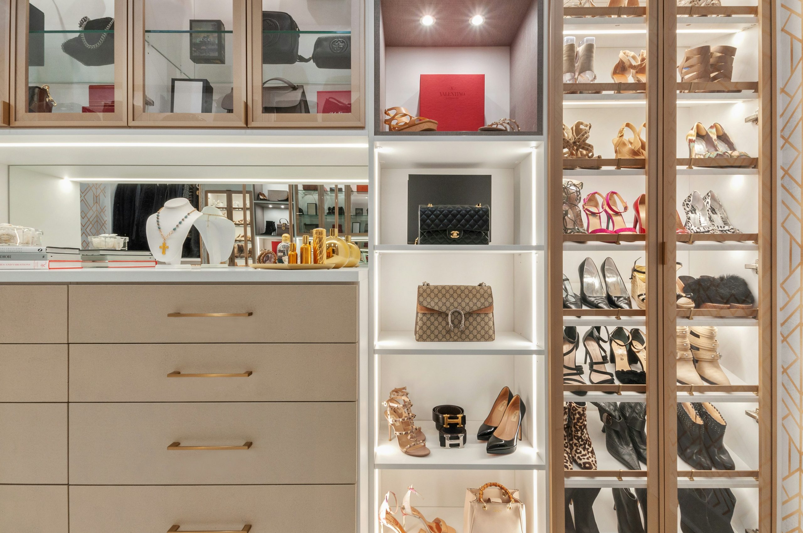walk-in closet size with dedicated shoe and accessory storage