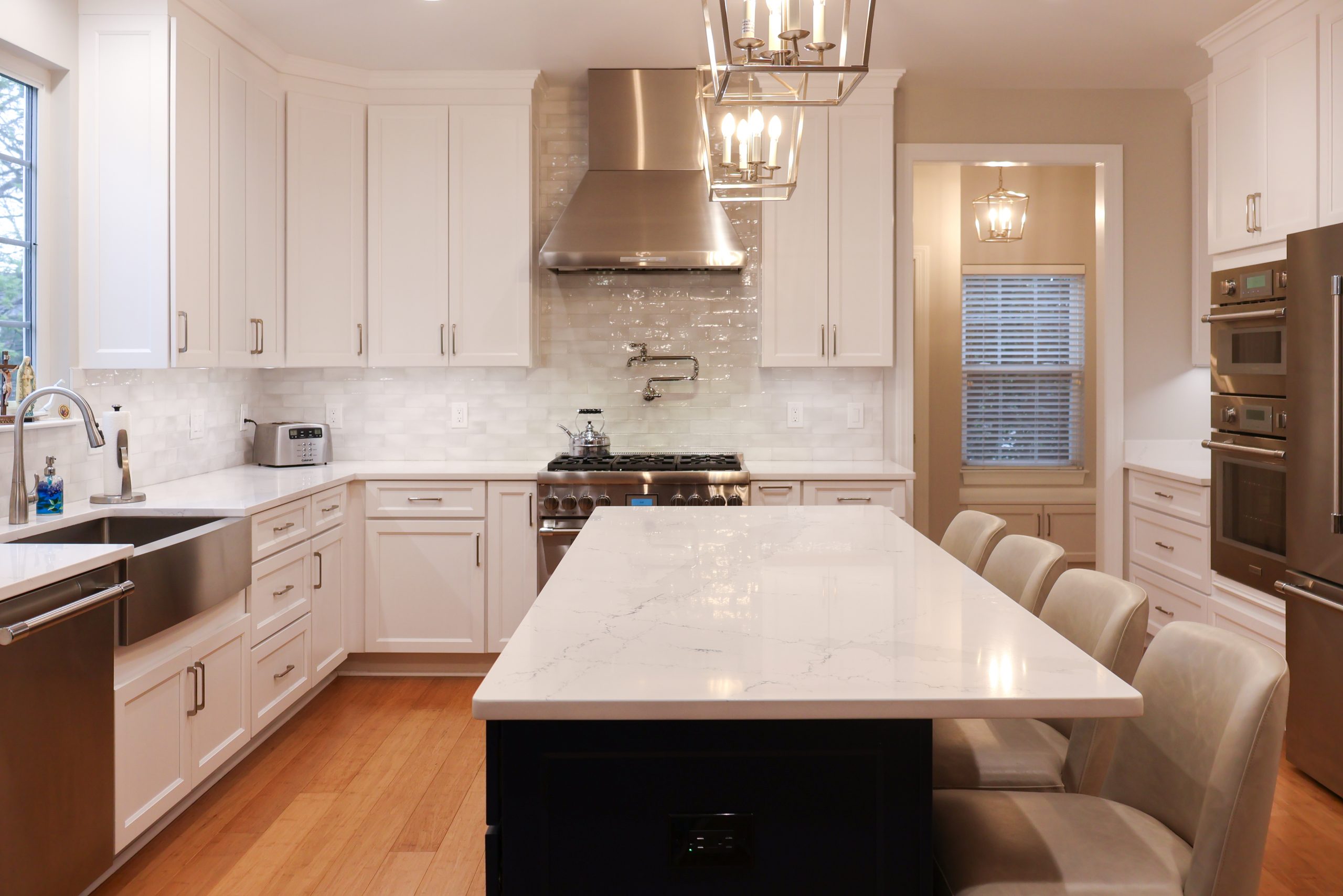 custom kitchen renovation with cabinets and island