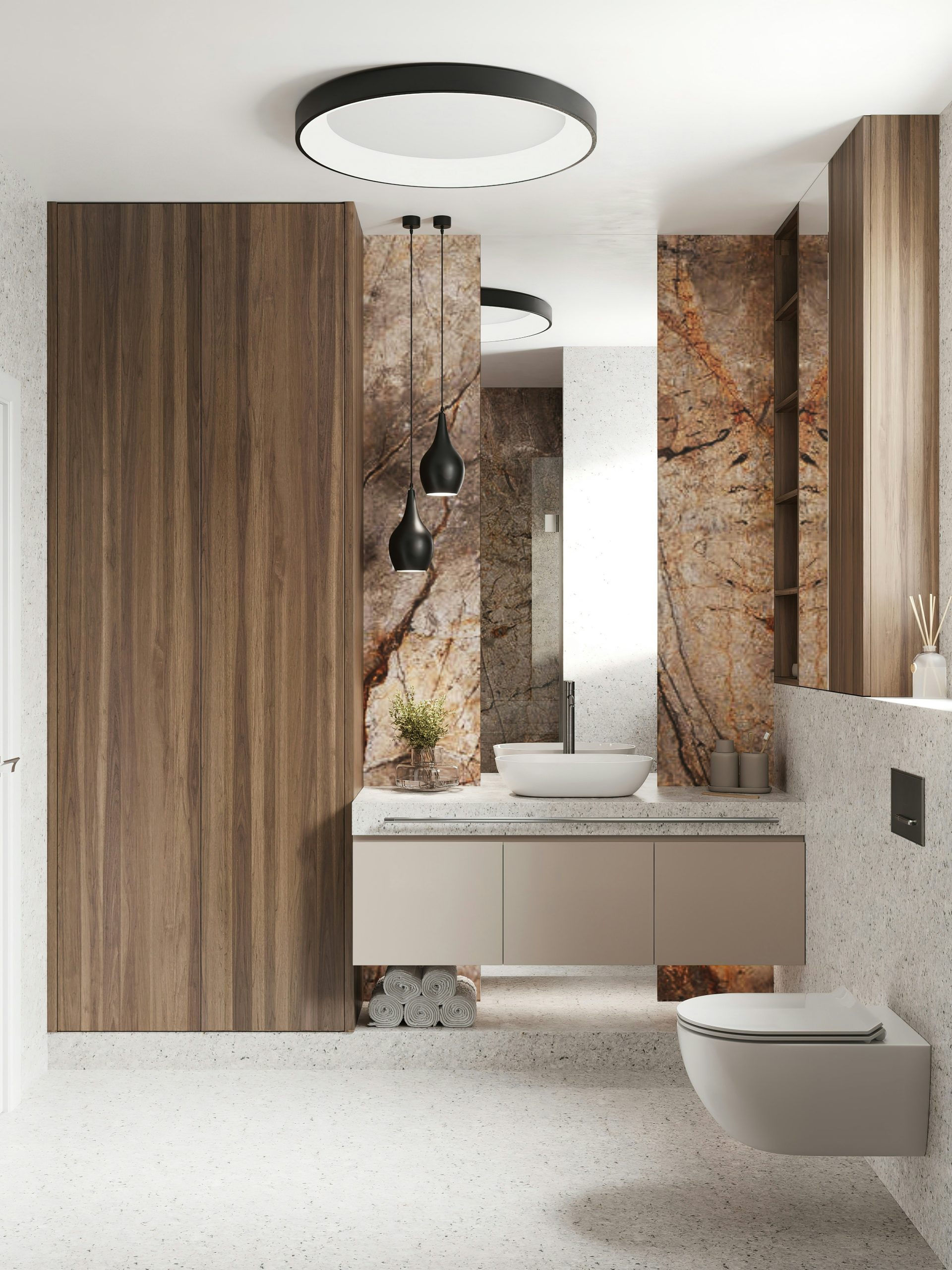 Large-Format Tile Bathroom Accent Wall