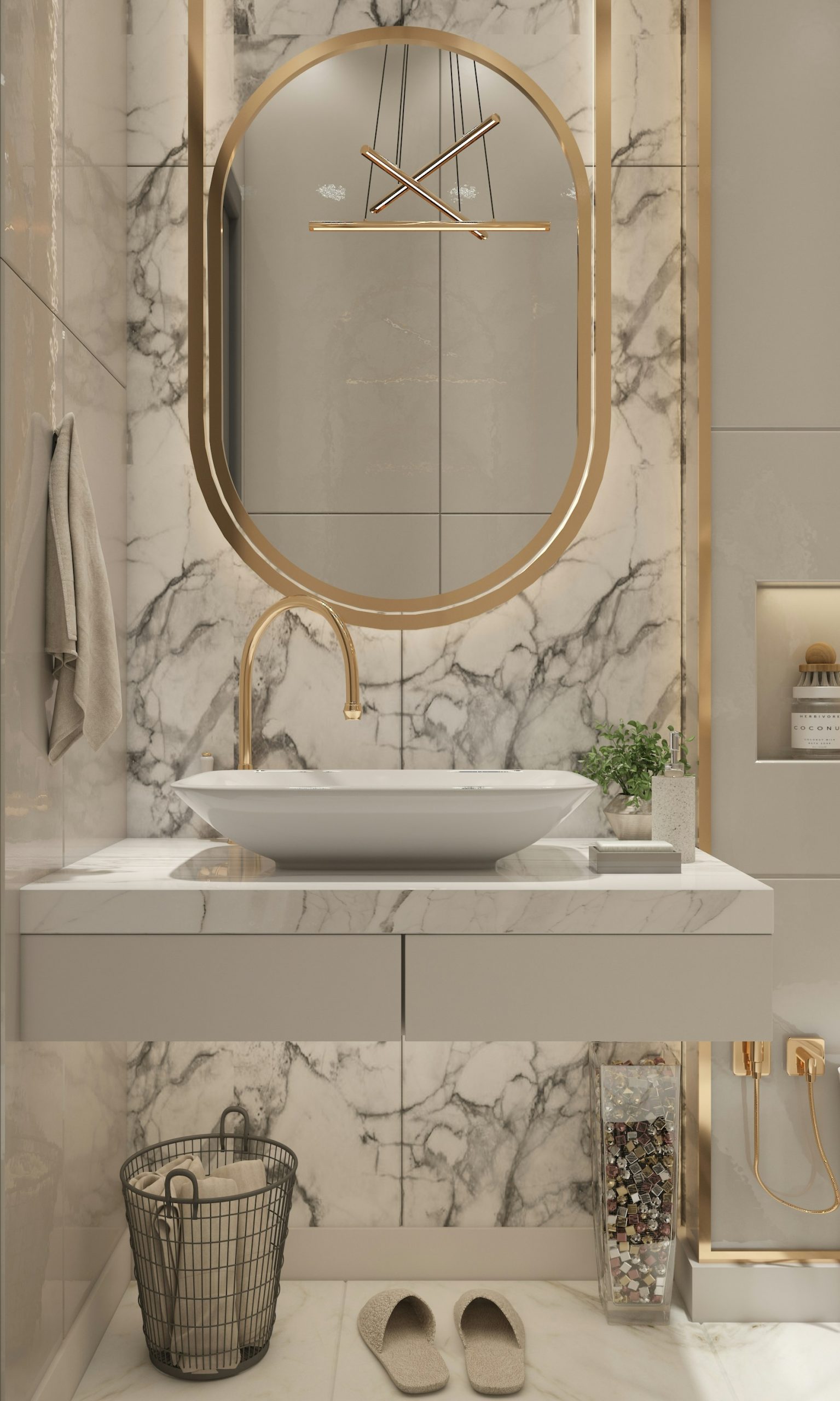 Natural Stone Bathroom Accent Wall