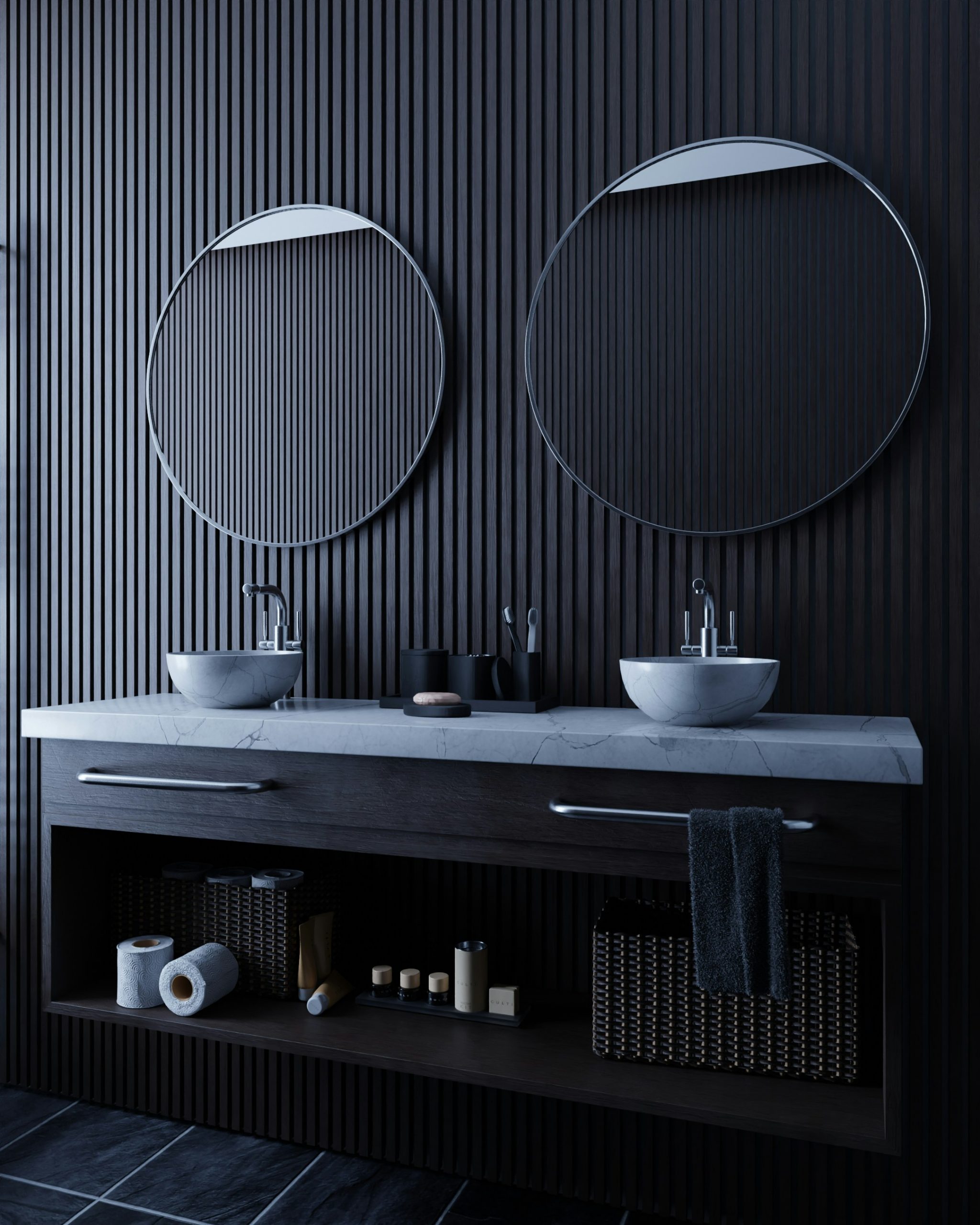 Textured Bathroom Accent Wall
