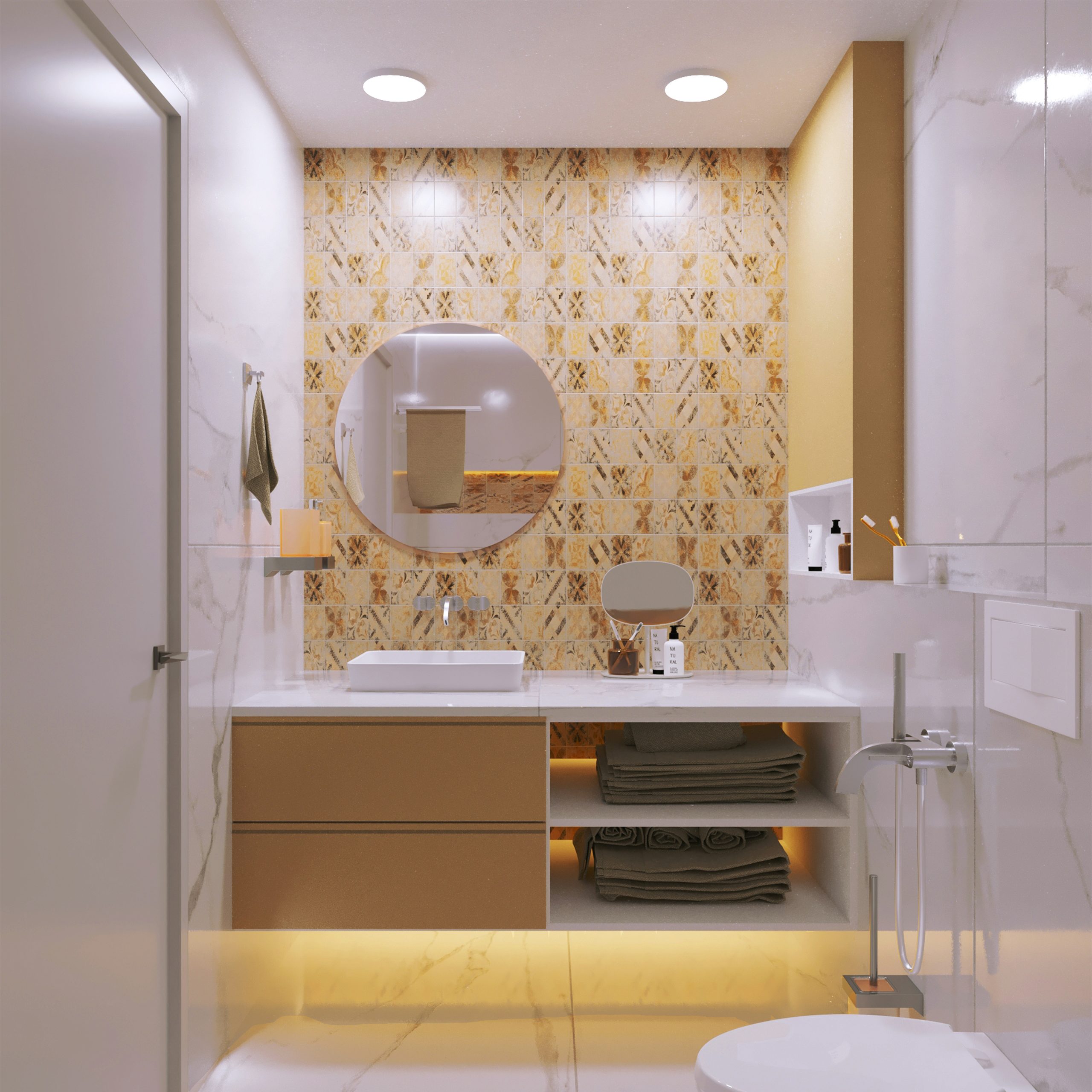 Bold Tile Bathroom Accent Wall